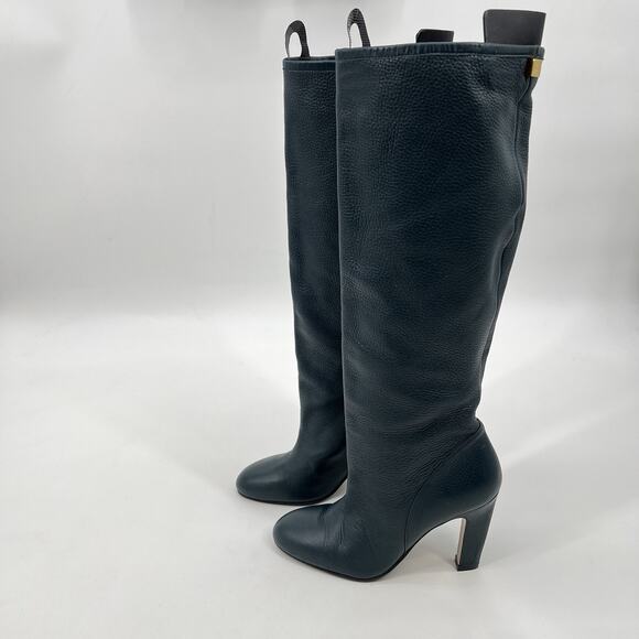 Stuart Weitzman Charlie Leather Knee-High Heeled Boots Women's 6.5 Green EUC - Picture 3 of 15